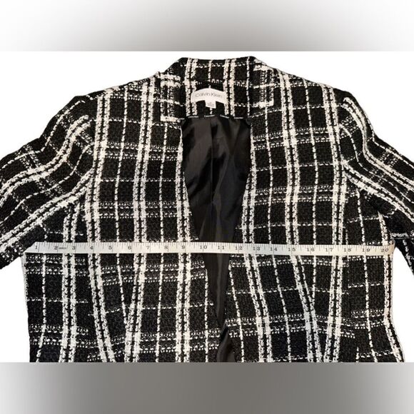 NWT- Calvin Klein- Black & White Tweed Open Front Blazer Jacket, Plus Size 14 - Picture 11 of 13